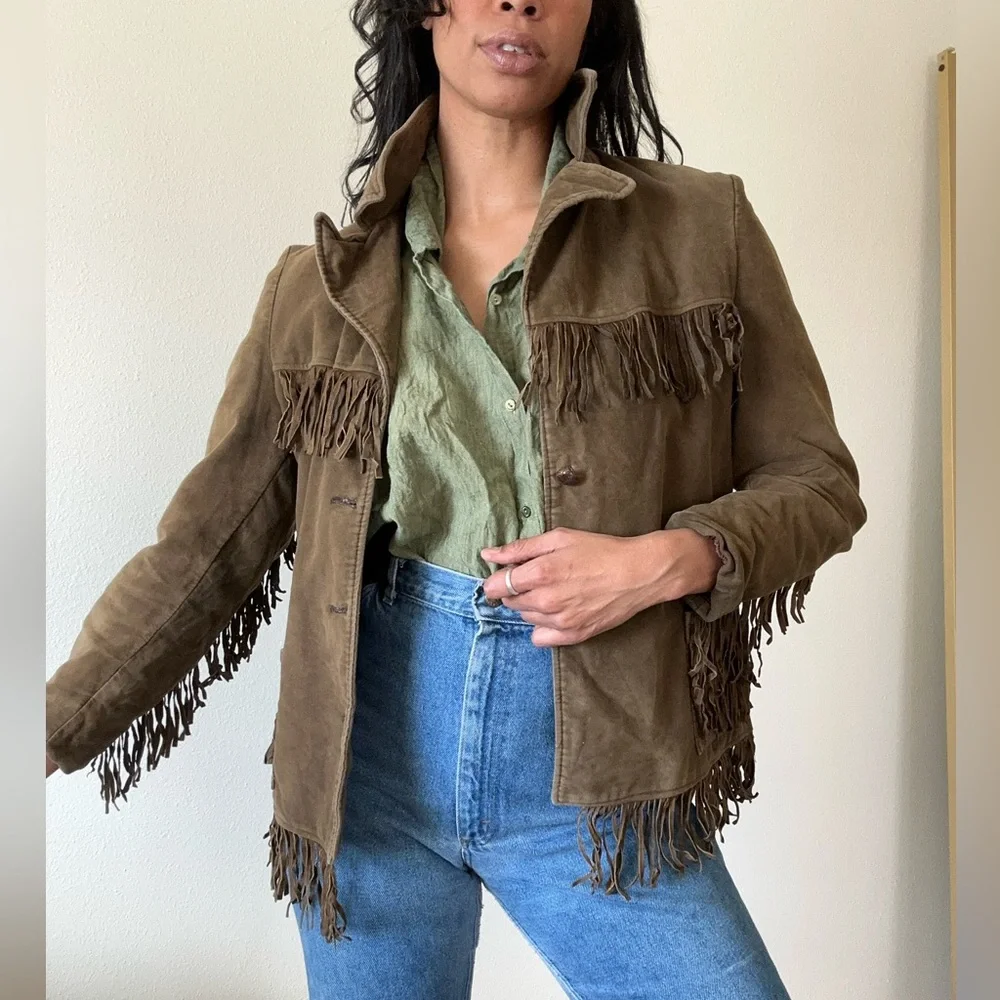 Fringe Suede Jacket in Brown - Women - Picture 1 of 9